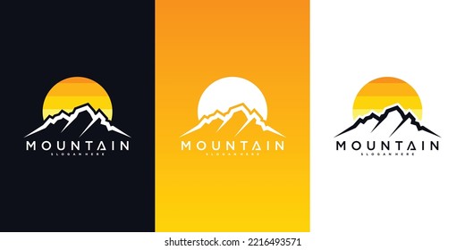 Mountain logo illustration vector design with unique concept Premium Vektor