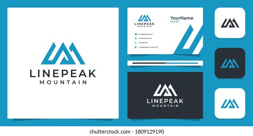 Mountain logo illustration vector graphic in lineart style. Good for hiking icon, branding, advertising, climb, simplicity, and business card
