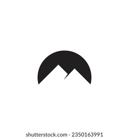 The mountain logo is inside a black circle on a white background.