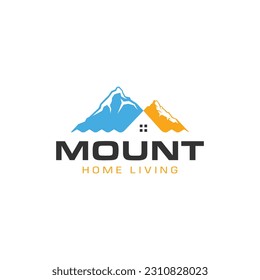 Mountain logo inspiration with a house as negative space