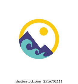 Mountain logo with lake concept, simple logo