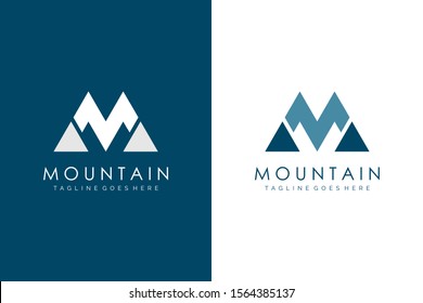 Mountain Logo Letter M Flat Vector Logo Design Template Element