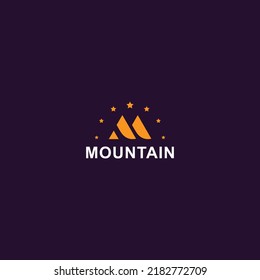 Letra de logotipo de montaña M Elemento de plantilla de diseño de logotipo de vector plano