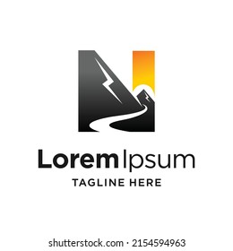 Mountain logo with letter N concept
