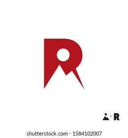 the mountain logo letter r, with the combination design of the letter b and the mountain into one logo that is unique and simple. with black and white textiles. white isolated. modern template. vector