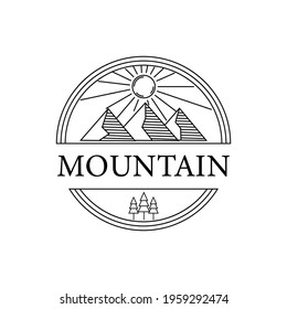 mountain logo line art badge vector illustration design graphic