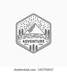 logo de montaña y diseño de arte de línea. icono y plantilla