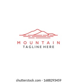 mountain logo with line art logo design