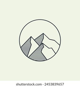 logo de la montaña y diseño de arte de línea. logotipos, iconos,