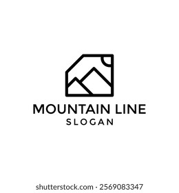 Mountain logo in line art design style