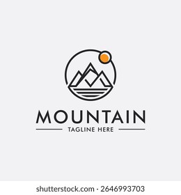 mountain logo line art design vector, simple letter M mountain icon illustration