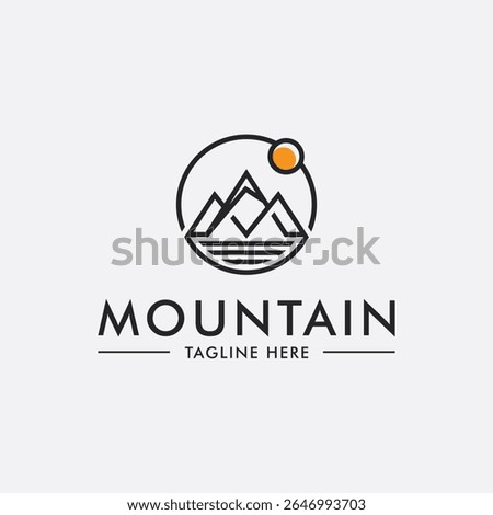 mountain logo line art design vector, simple letter M mountain icon illustration