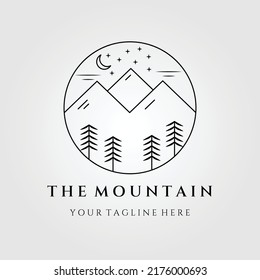 mountain logo line art, icon and symbol, with emblem vector illustration design