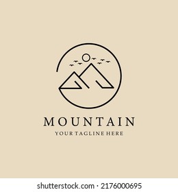 mountain logo line art, icon and symbol, with emblem vector illustration design