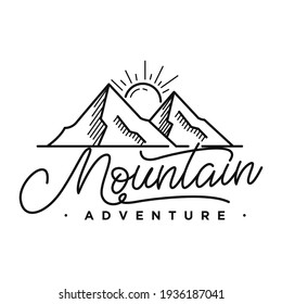 mountain logo. line art illustration