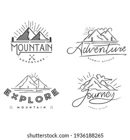 mountain logo. line art illustration