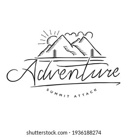 mountain logo. line art illustration