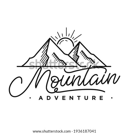 mountain logo. line art illustration