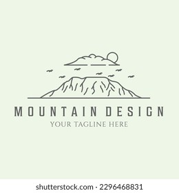 mountain logo line art minimalist design illustration icon or hill minimal line art design