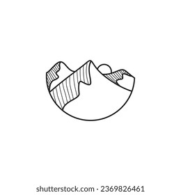 mountain logo line circle abstract vector illustration design