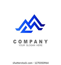 mountain logo with line design vector, line and letter m icon