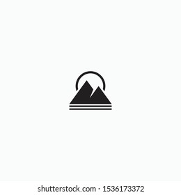 Mountain Logo With Line Style. Peak, Hiking, Adventure, Vector Illustration