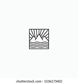 Mountain Logo With Line Style. Peak, Hiking, Adventure, Vector Illustration