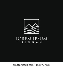 Mountain Logo With Line Style. Peak  Hiking  Adventure  Vector Illustration