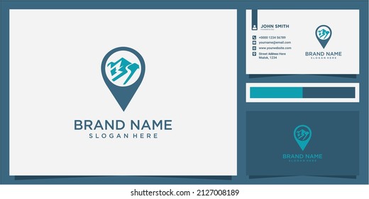 Mountain logo location with modern concept. Mountain location logo and business card