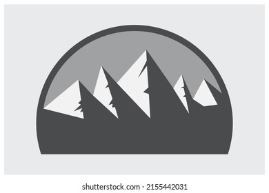 Mountain logo made with only three colors