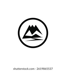 Logotipo de montanha minimalista, aventura de logotipo caminhadas .abstract logotipo de montanha modelo de design moderno. ilustração Preto e branco