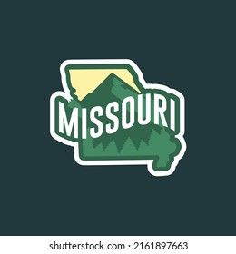 Mountain logo of Missouri map. Badge vintage illustration design