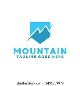 Mountain Logo For Modern design with Blue Color vector concept and Peak icon. Geometric logo for Travel, Expedition, Exploration, Company and Business.