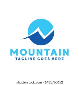 Mountain Logo For Modern design with Blue Color vector concept and Peak icon. Geometric logo for Travel, Expedition, Exploration, Company and Business.