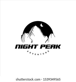 mountain logo modern emblem night peak badge vector black dark for adventure sport template design idea