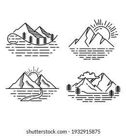 logotipo de montaña y concepto de línea mono. ilustración de diseño