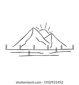 logotipo de montaña y concepto de línea mono. ilustración de diseño