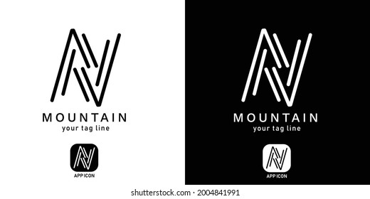 Mountain logo monogram abstarct monogram logo design template. Logo can be used for icon, brand, identity, app, and business company design vector