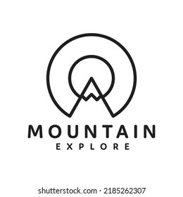 mountain logo monoline style design concept