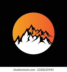 Mountain Logo, Nature Landscape View Design, Climbers And Adventure, Template Illustration