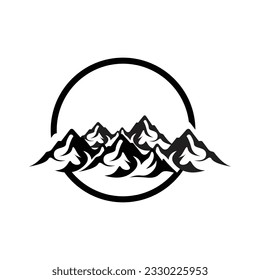 Mountain Logo, Nature Landscape View Design, Climbers And Adventure, Template Illustration