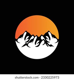 Mountain Logo, Nature Landscape View Design, Climbers And Adventure, Template Illustration