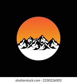 Mountain Logo, Nature Landscape View Design, Climbers And Adventure, Template Illustration