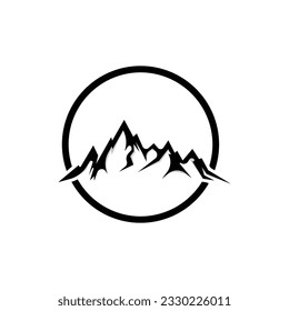 Mountain Logo, Nature Landscape View Design, Climbers And Adventure, Template Illustration