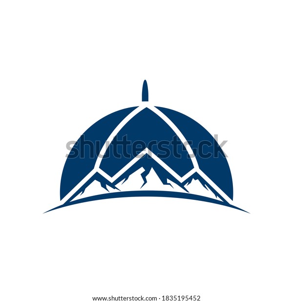 Mountain Logo Old School Blue Umbrella Stock Vector Royalty Free 1835195452