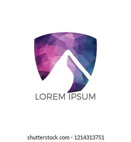Mountain logo on a shield logo design. Mountain Logo Badge. mountain emblem logo