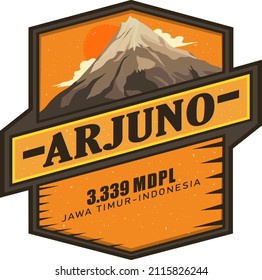 Mountain Logo. The mountain originating from Indonesia (East Java) is named Mount Arjuno. with a height of 3,339 meters.