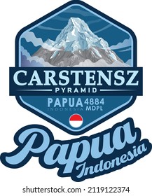 Mountain Logo. The mountain originating from Indonesia (Papua) is named Mount Cartensz. with a height of 4,884 meters.