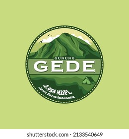 Mountain logo. The mountain originating from Indonesia (West Java) is named Mount Gede. with a height of 2,958 meters.