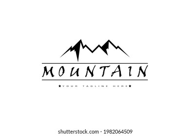 Mountain Logo, Outdoor and Adventure Emblem Vintage Style Isolated on White Background. Design Vector Icon Template Element.